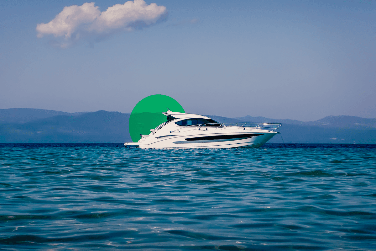 Boat on calm lake waters