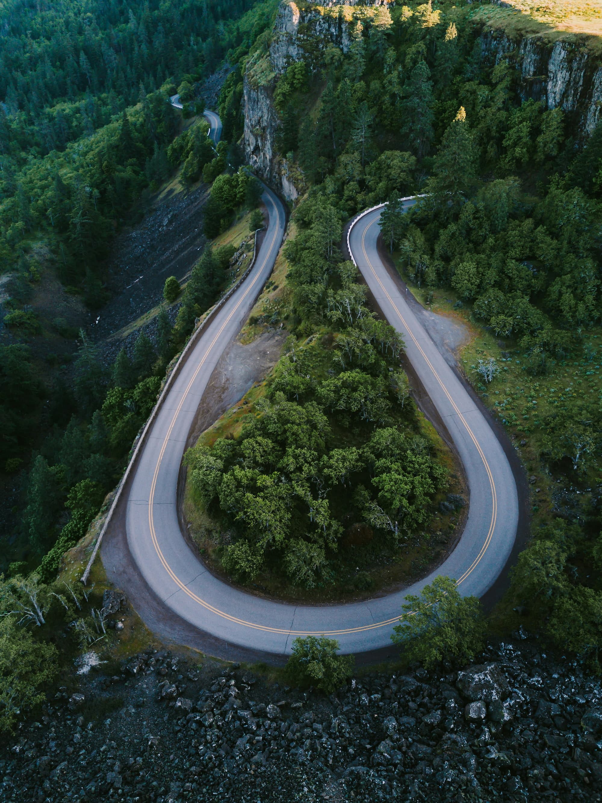 A switchback on a cliff