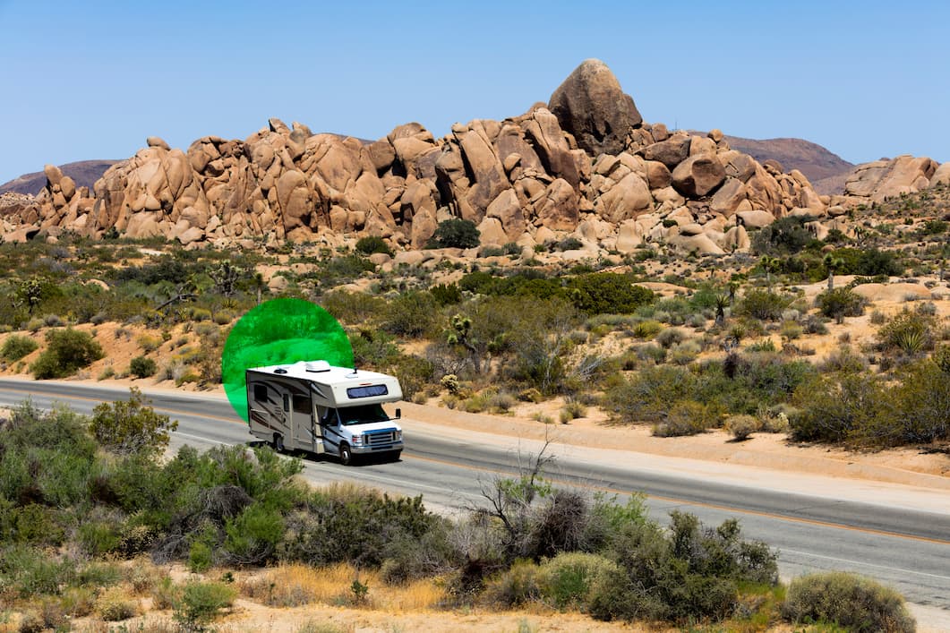 RV parked in scenic mountain location